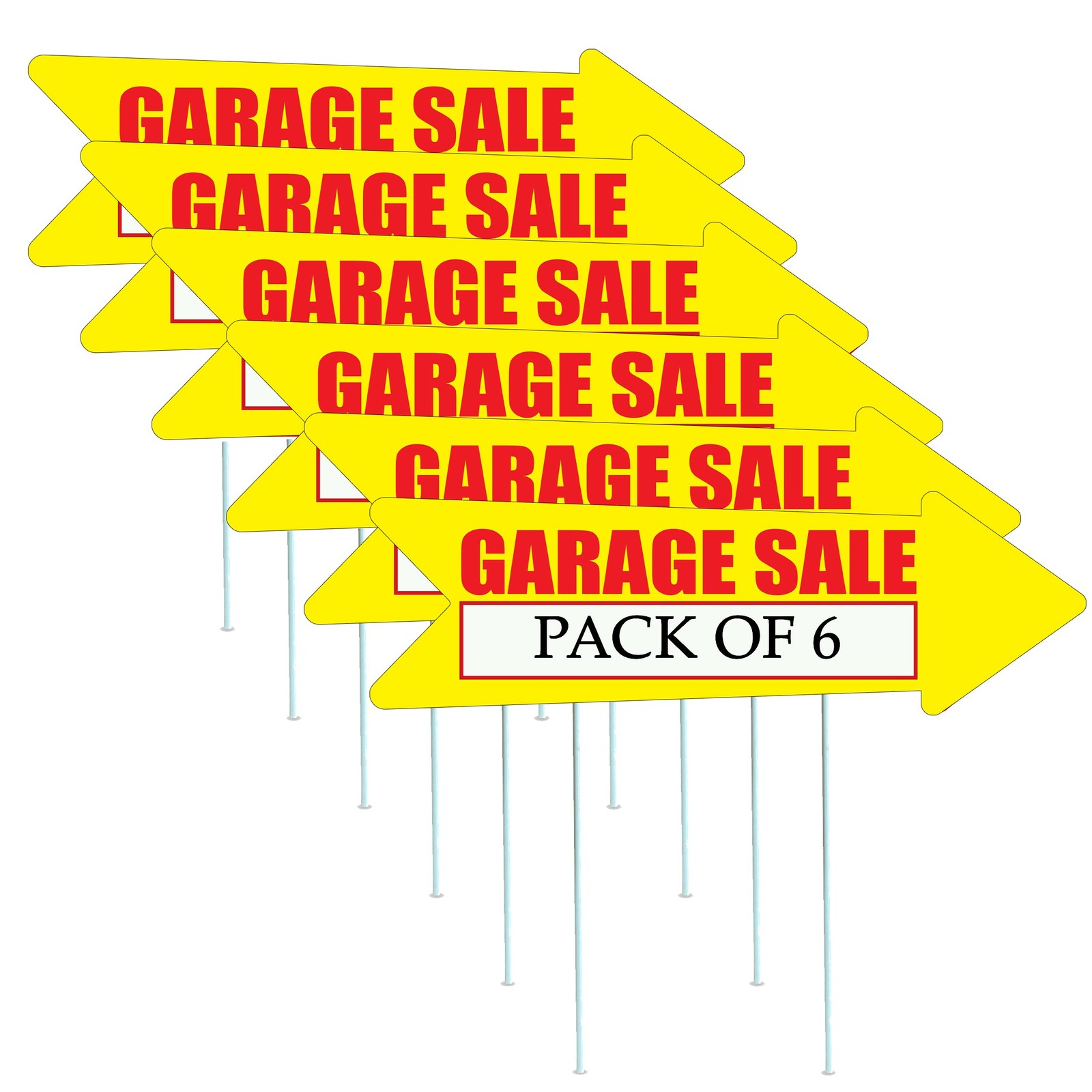 Yellow Garage Sale Arrows Yard Sign Double Sided With Stakes Large 16 Inch By…