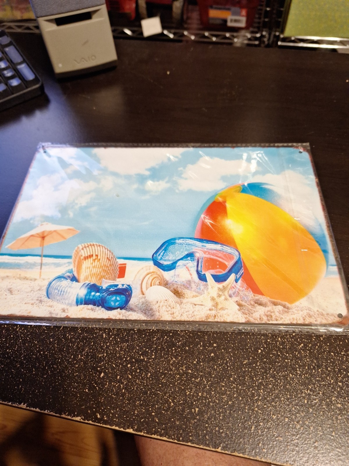 Summer Beach Scene Metal Tin Sign 8″ x 12″ Coastal Ocean Wall Decor