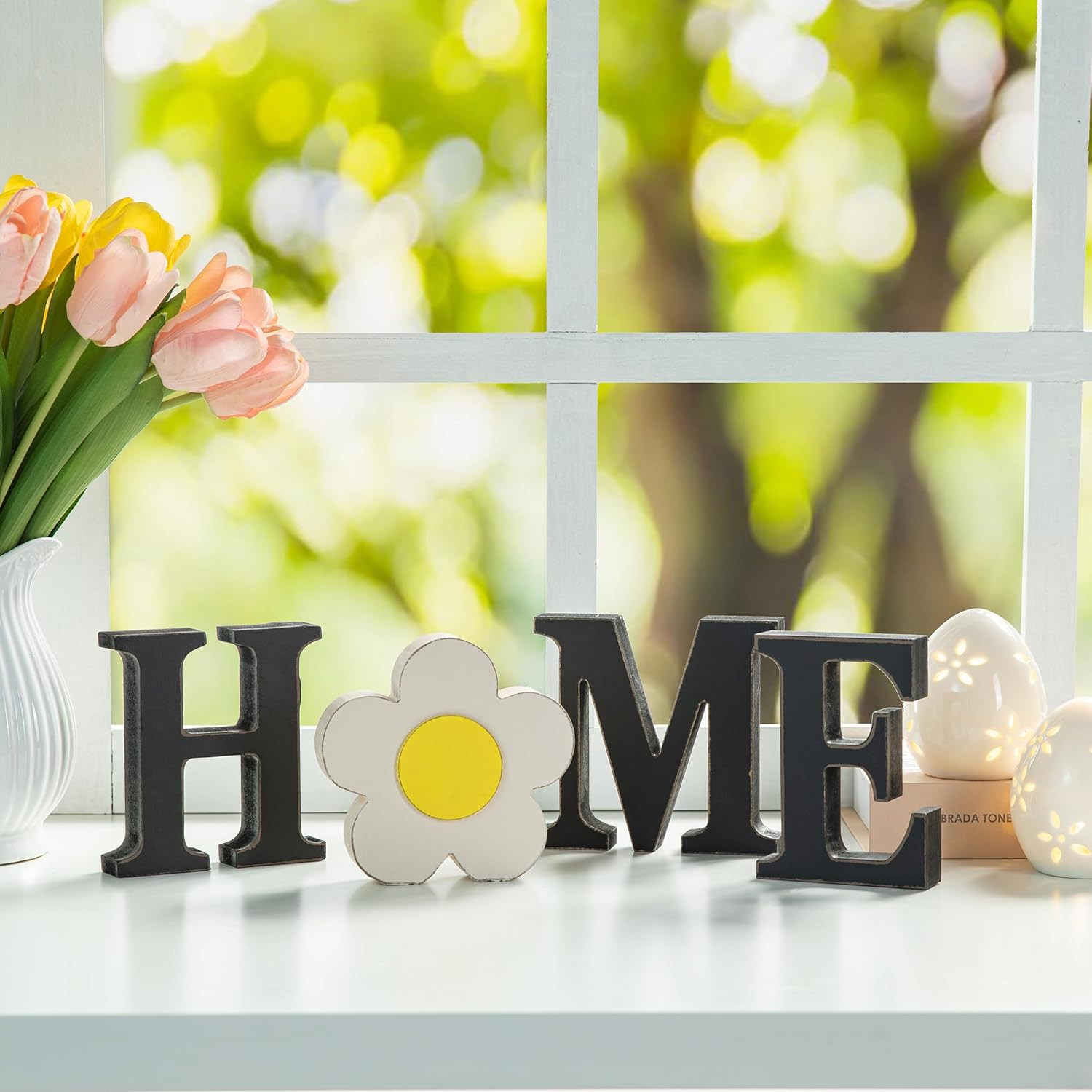 Wooden Home Sign with Changeable Icons 10Pcs, Home Sign with Interchangeable Hol