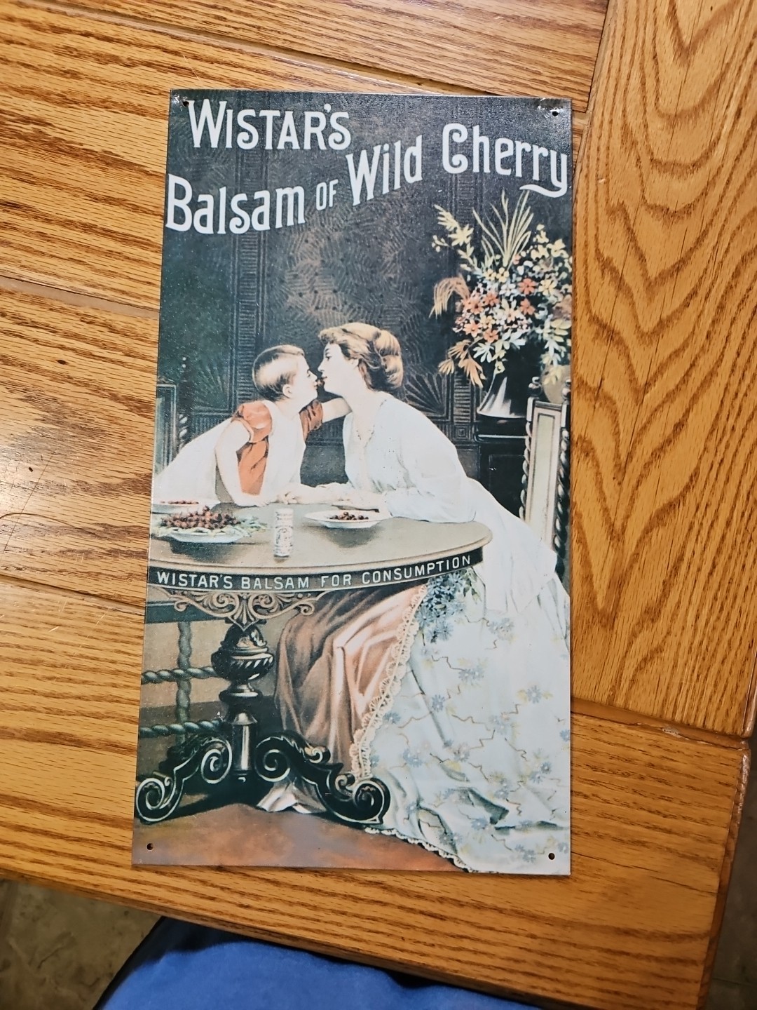 Desperate Enterprises Wistars Balsam Of Wild Cherry Metal Sign 8.5×16″ 93 NY