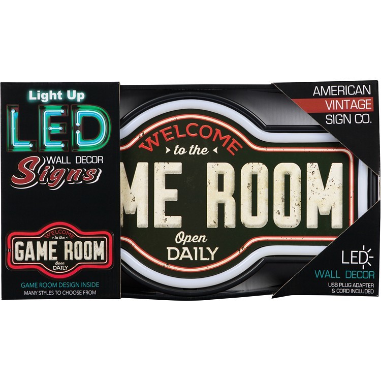 Game Room LED Neon Wall Sign Lighted Bar Man Cave Decor 17″ USB or Battery