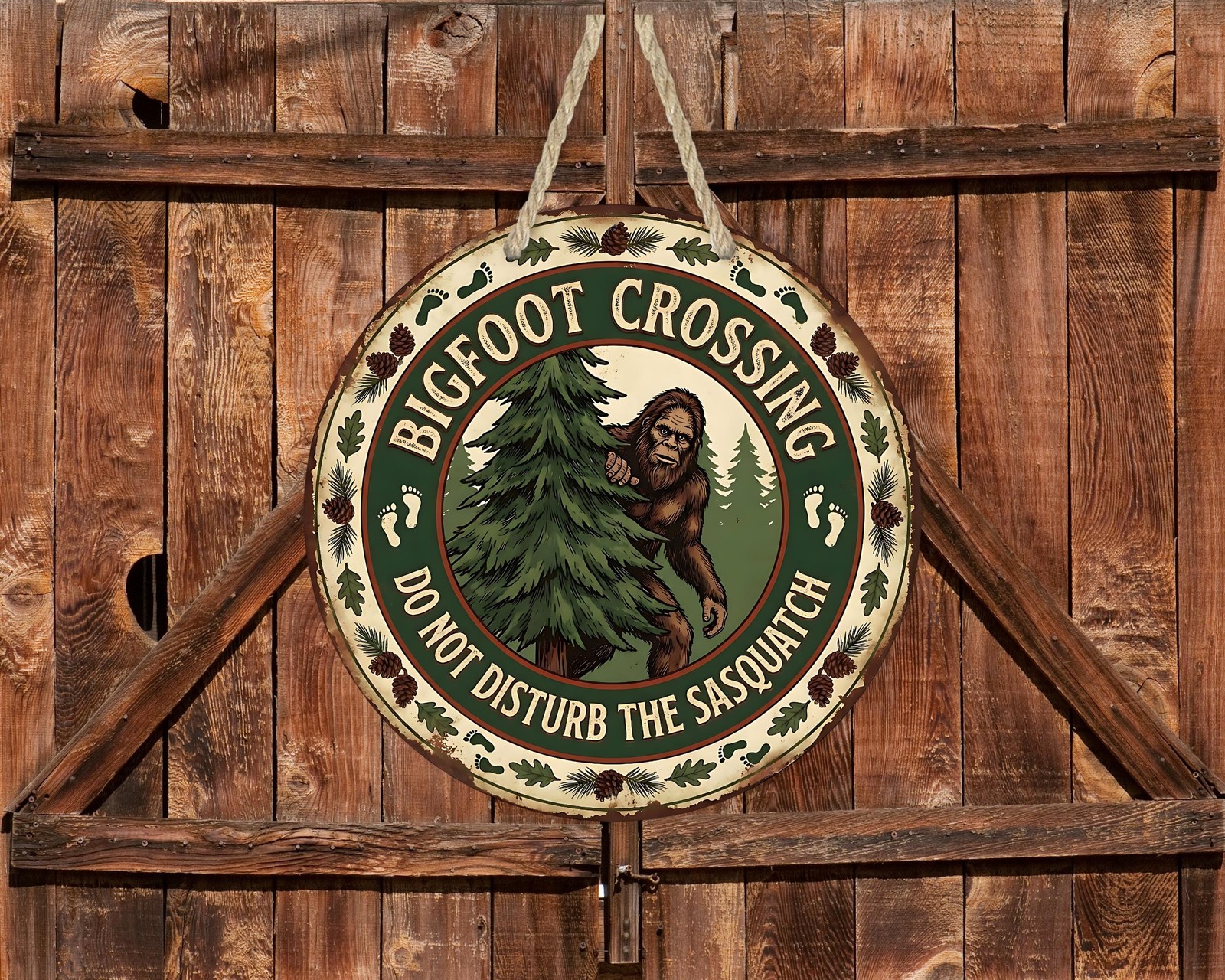Bigfoot Crossing Sign Aluminum Door Decor Waterproof Outdoor Rustic