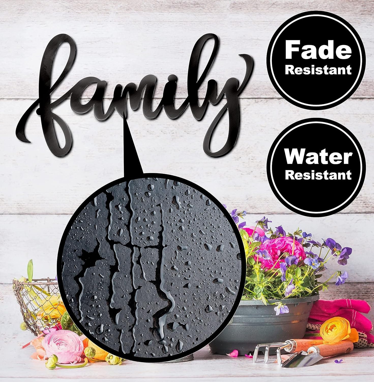Metal Family Sign Wall Art, 17.4×9.1 in Black Rustic Iron Decor