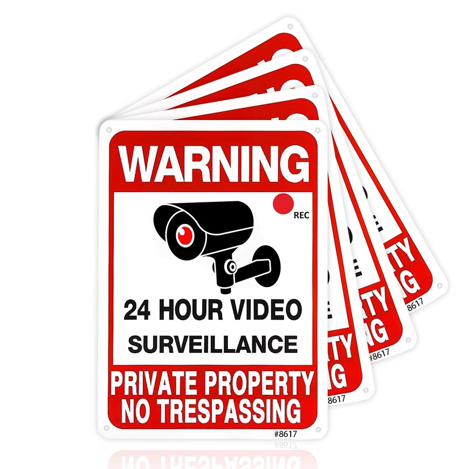 4-Pack Metal No Trespassing Signs Private Property 10 x 7 inch Rust Free 0.04