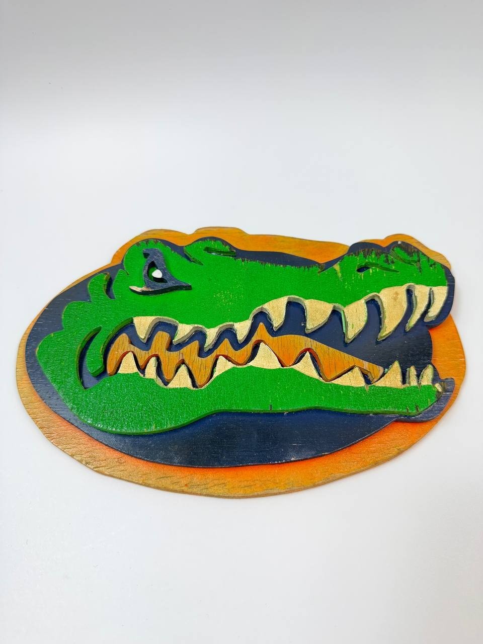 Vintage Wayne Catfish Miller 2009 Wooden Alligator Wall Art Hand Painted