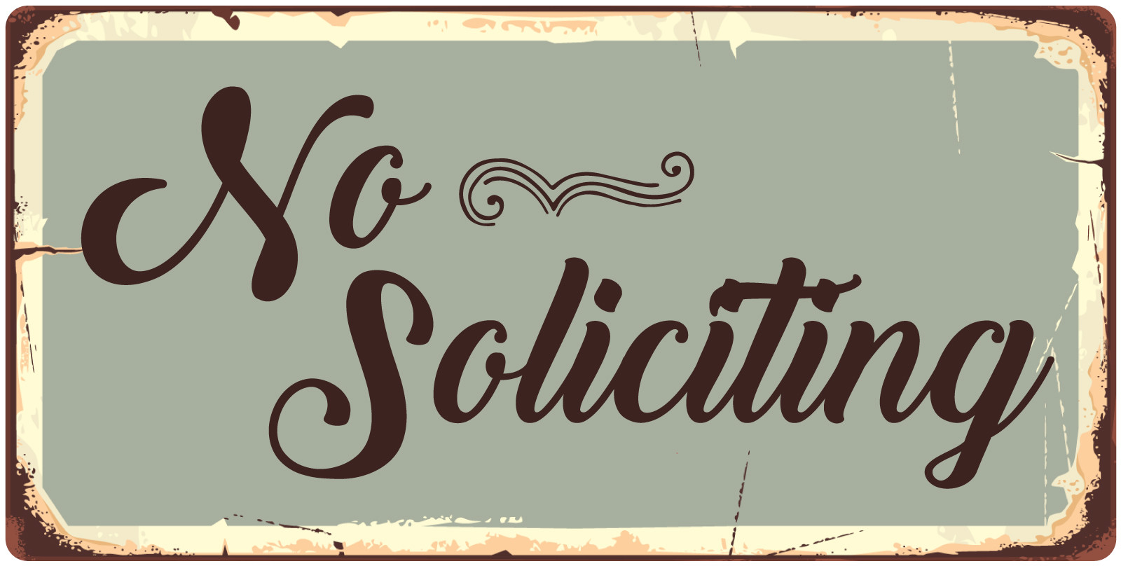 975HS No Soliciting 5″x10″ Aluminum Hanging Novelty Sign