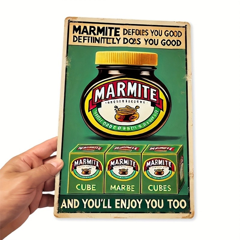1pc Vintage Marmite Tin Metal Signs (7.8×11.8in) – Humorous Retro Decor for Home