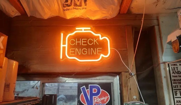 Check Engine Neon Sign LED Wall Light Garage Man Cave Auto Shop Decor Orange