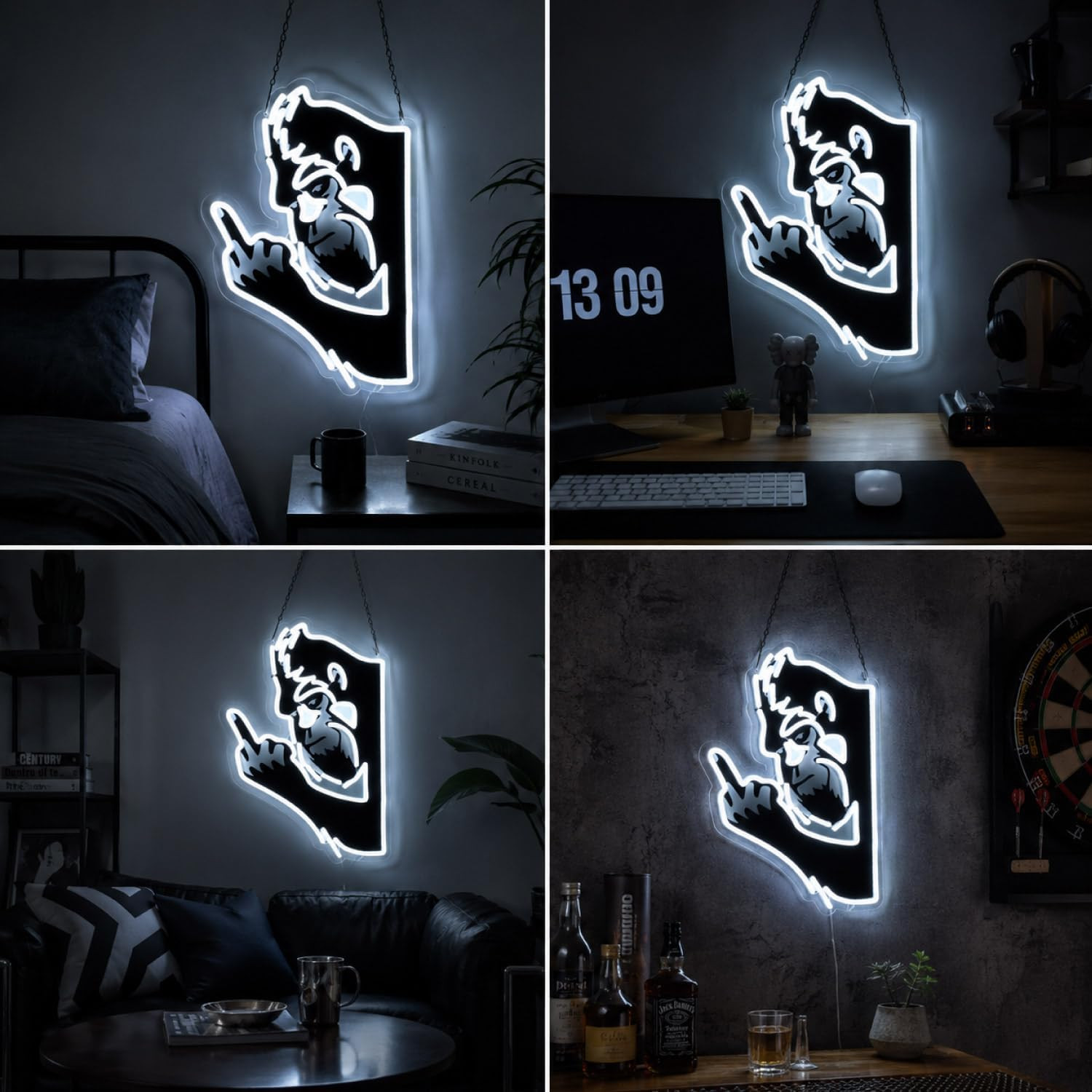Peeking a Boo Bigfoot Neon Sign, USB Powered LED Light Decor | Funny Animal Wall