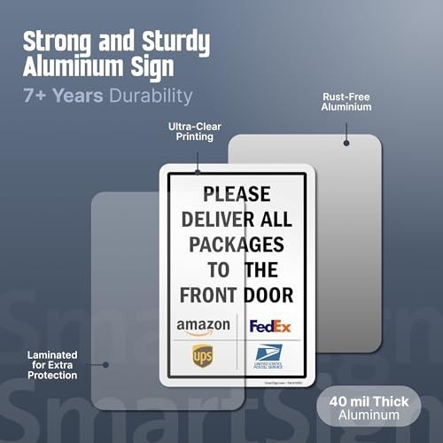 10×7 Inch Front Door Package Delivery Sign – Rustproof Aluminum, Laminated, Yard