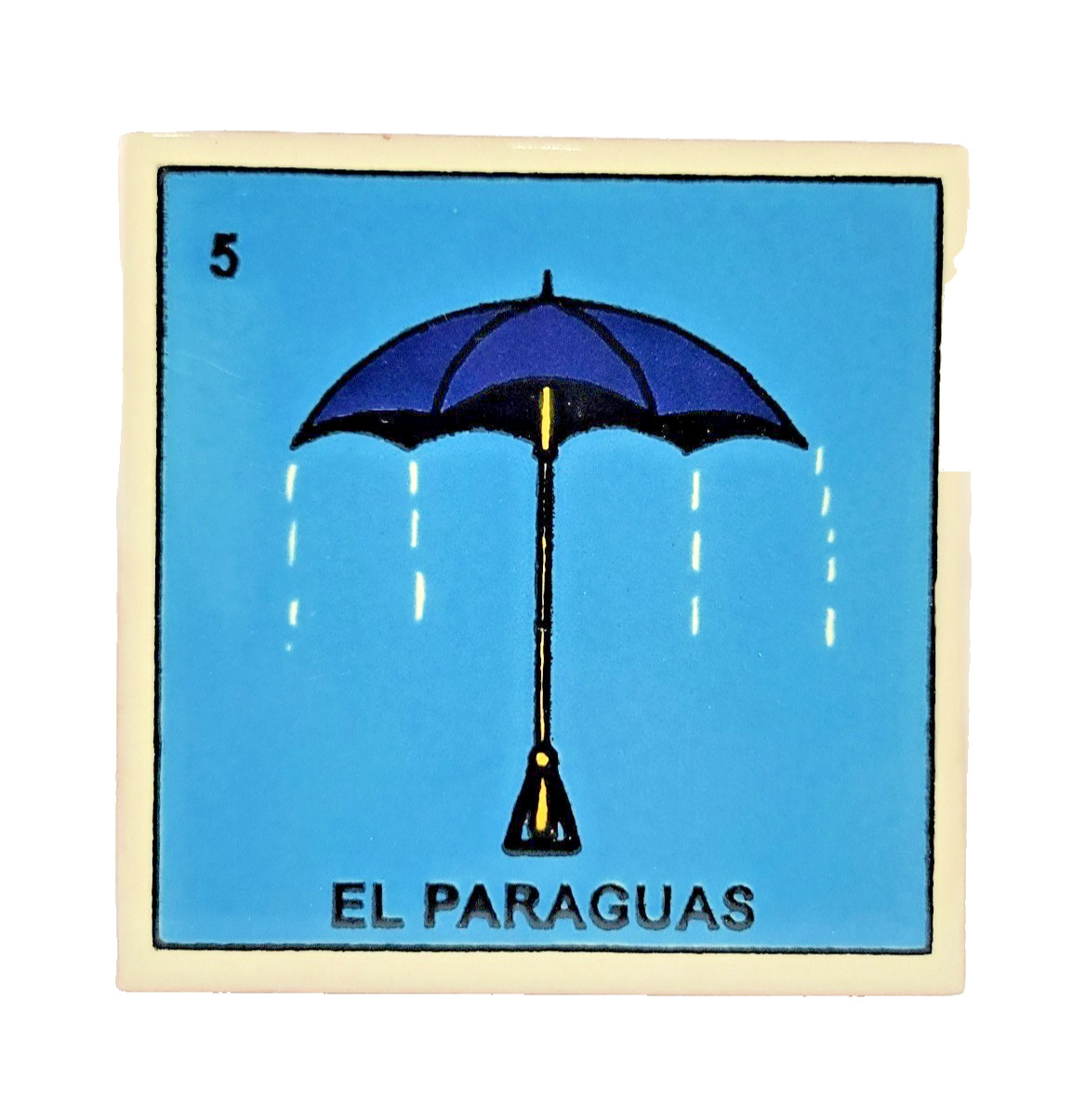 Lotería Tile – El Paraguas #5 | Mexican Ceramic Folk Art Decorative Tile