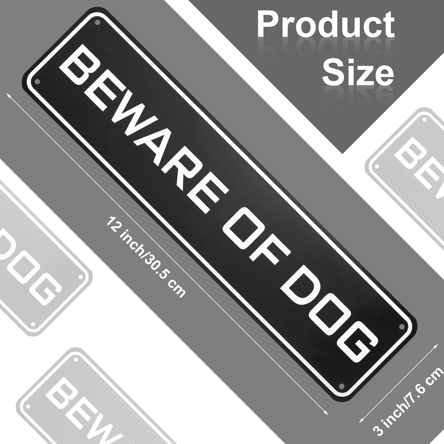 Beware of Dog Aluminum Sign – Not Responsible Warning 12 x 3 inches, Black