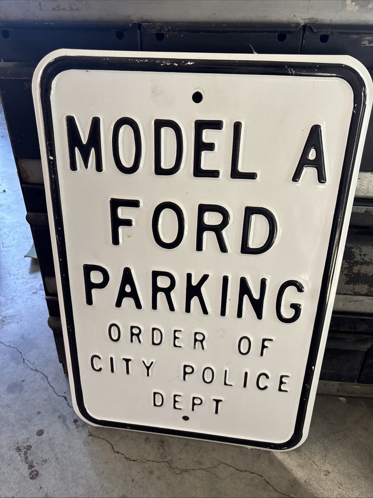 Model A Ford Parking Embossed Vintage Novelty Metal Sign 18”x12”