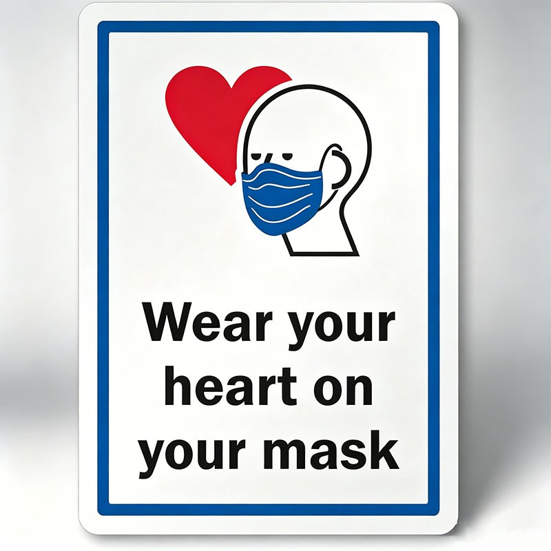 Simple Metal Sign red heart mask head sketch indoor pharmacy interior walls