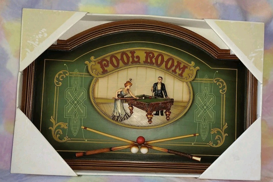Pool Room Wall Hanging Wooden Plaque 26.5×17.5 Billiard Pool Hall Decor