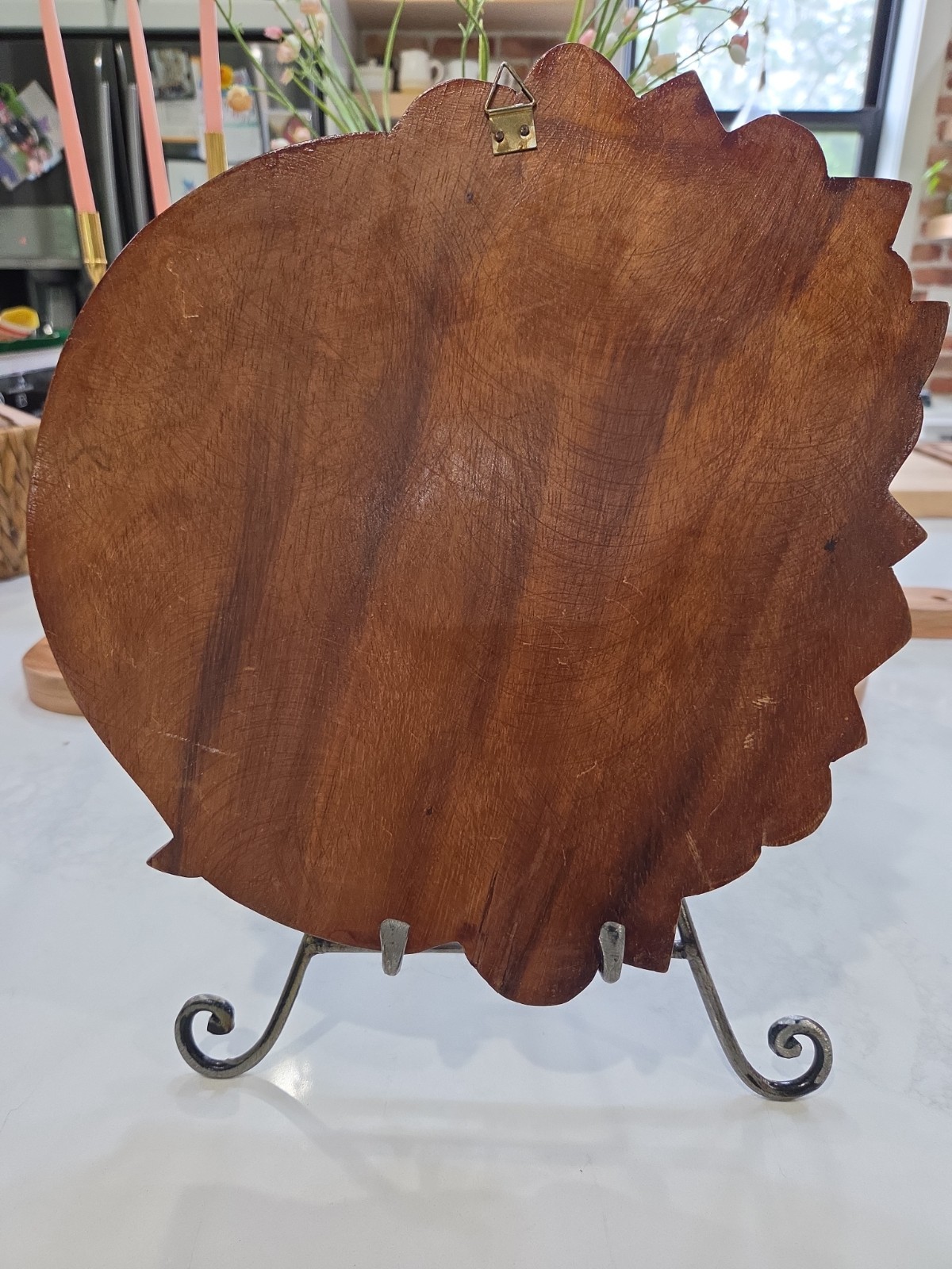 Hand Carved Celestial Kissing Sun and Moon Solid Wood Wall Plaque Lovers Forever