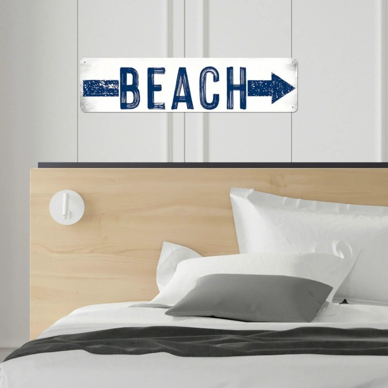 1pc Vintage Beach Sign Arrow 15.74×3.93in Wood Art