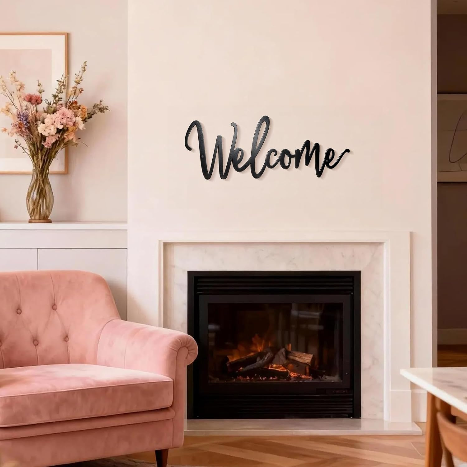 Welcome Metal Sign Wall Decor (Black)