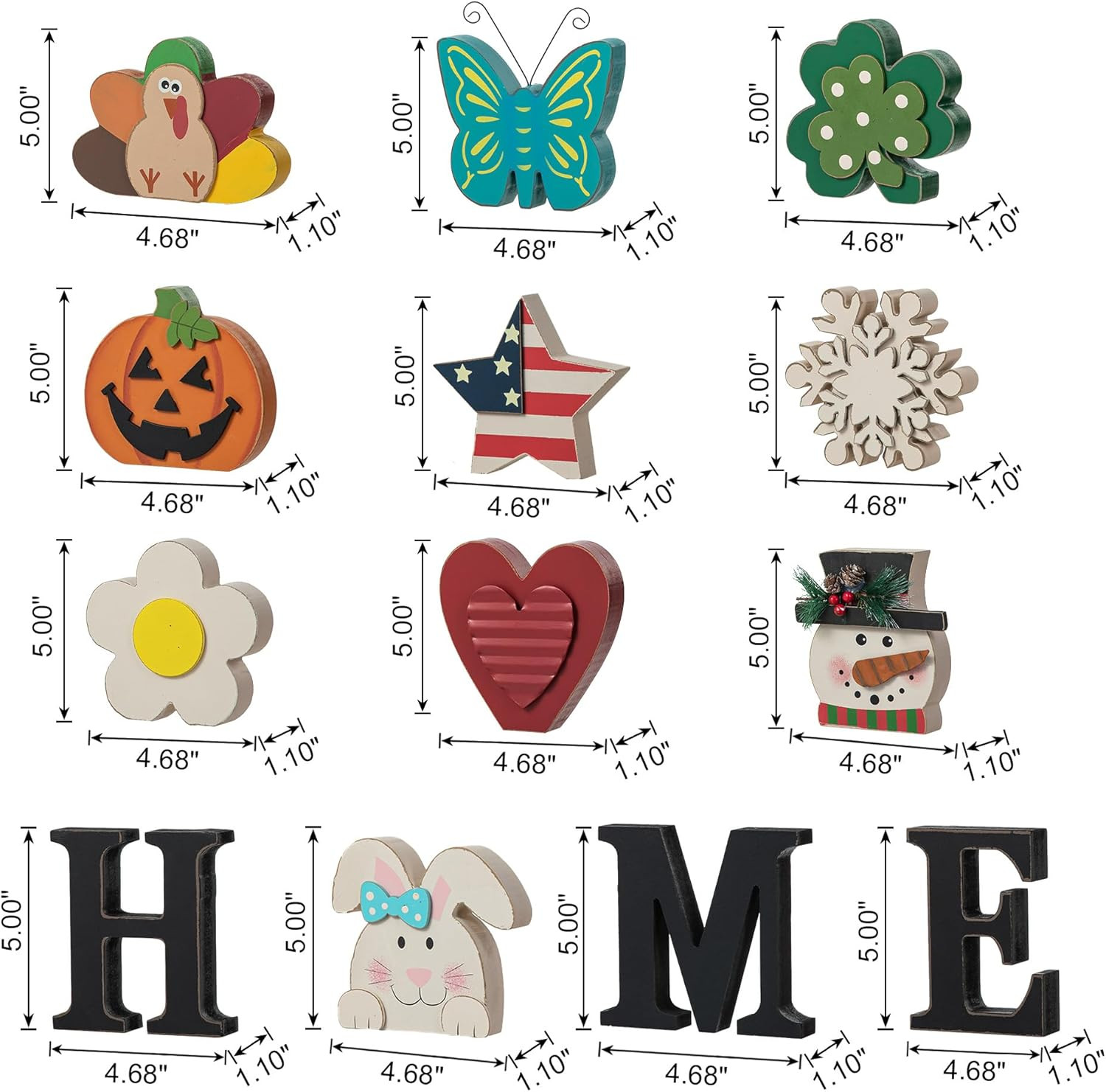 Wooden Home Sign with Changeable Icons 10Pcs, Home Sign with Interchangeable Hol