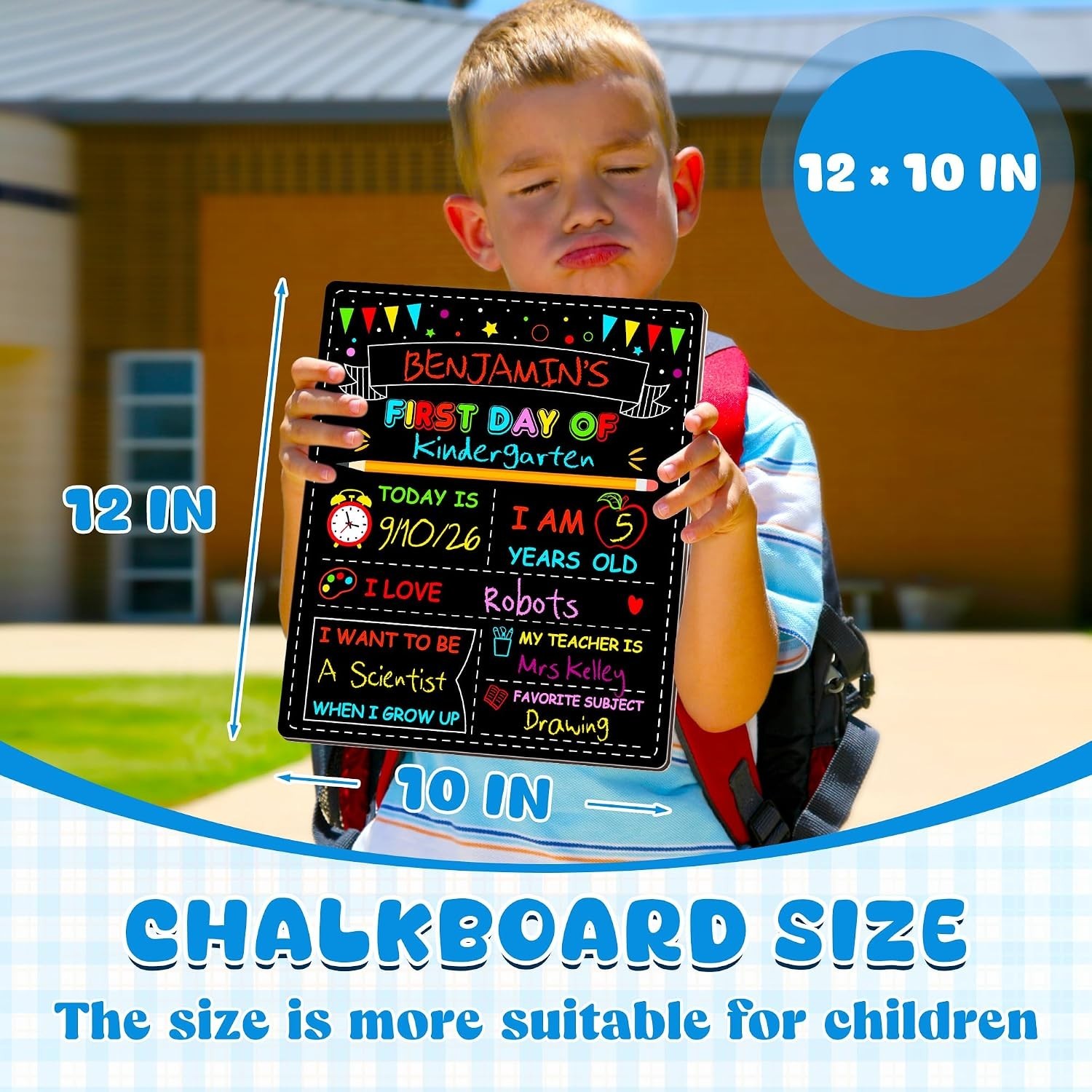 Lightweight Double-Sided 12×10 Back to School Black Board for Kids & Teachers
