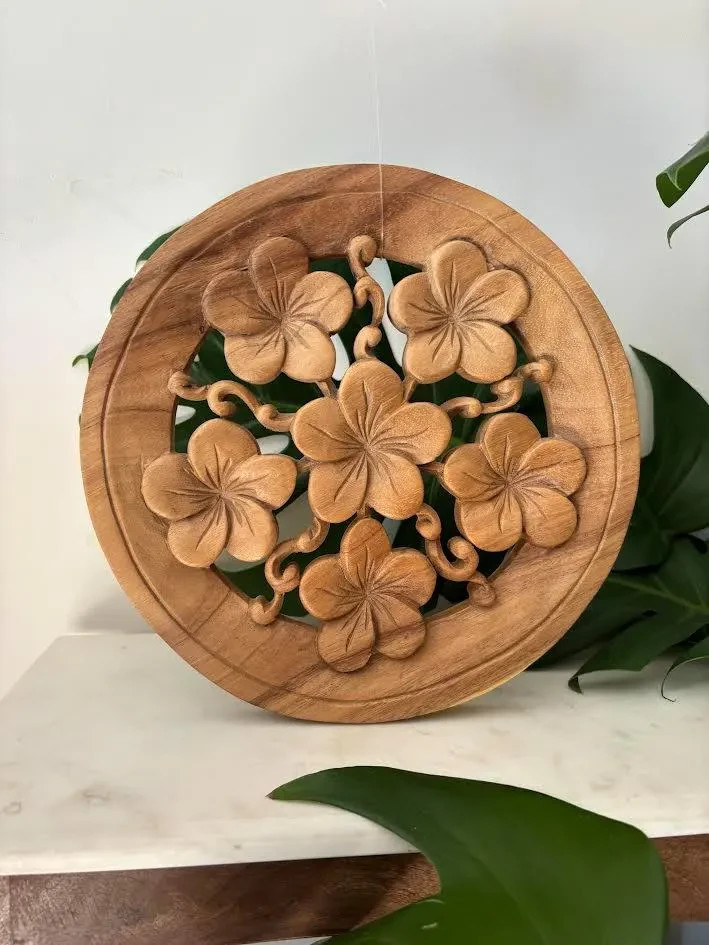 Hawaiian Hand Made Solid Wood Plumeria Flower Blossom Hanging Home Decor