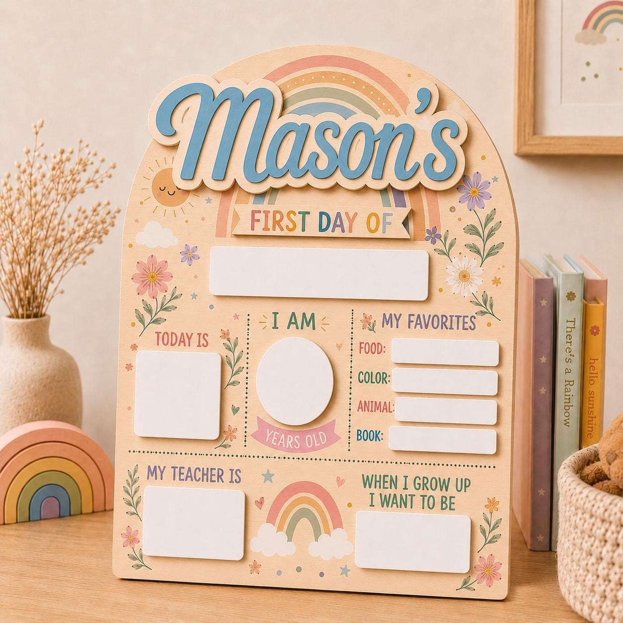 Personalized First & Last Day of School Sign, Kids Back to School Board