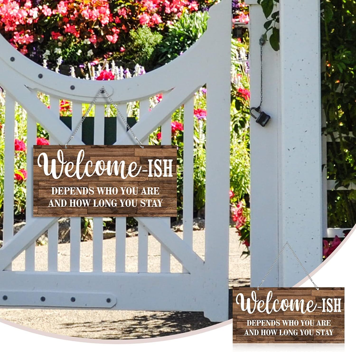 Funny Farmhouse Welcome Sign Welcome-Ish Front Door Sign 12X6 Inch Welcome Wall