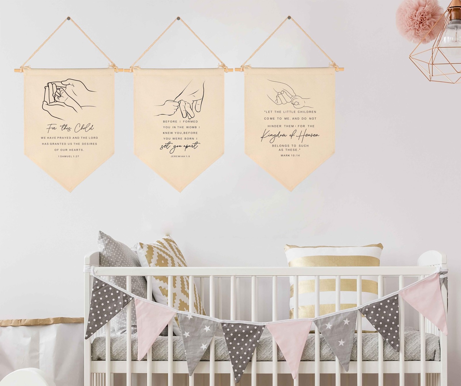 Scripture Flag Sign Gift for Baby Newborn Boys Girls Kids-Christian Bible Ver…