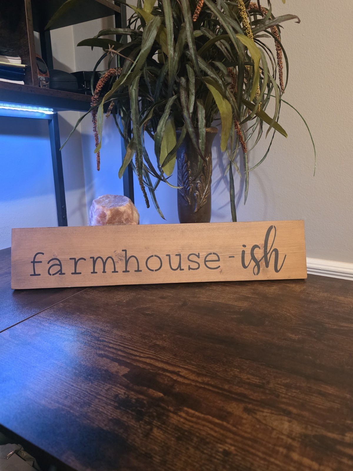 Wood Farmhouse Decorative Tabletop Sign, Brown/Black Text, 22 in, Free Standing
