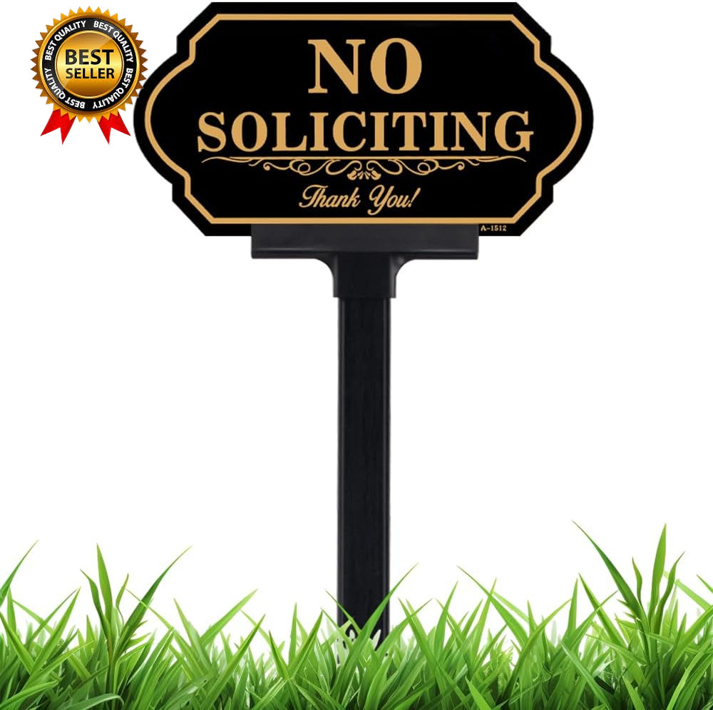 No Soliciting Sign for House with Stake 50 Mil Thick Aluminum 5X10 Inch…