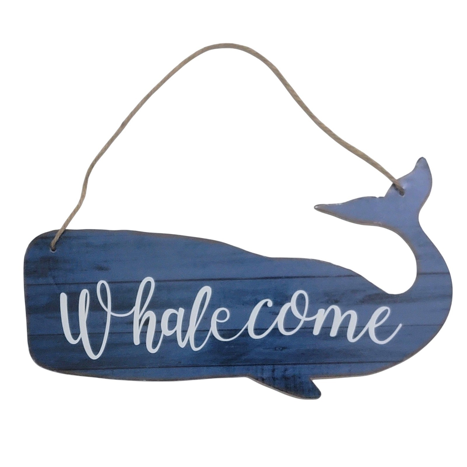Whalecome Blue Whale Welcome Sign Nautical Coastal Beach House Wall Decor MDF