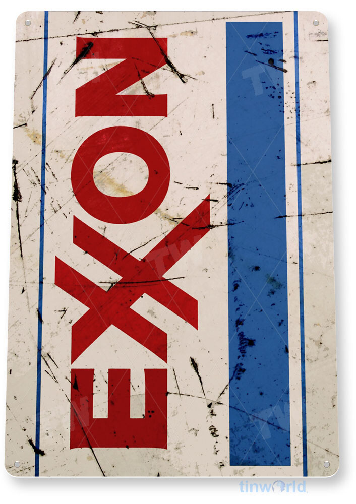Exxon Gas Oil Sign, Station, Garage, Auto Shop, Retro Rustic Tin Sign B071