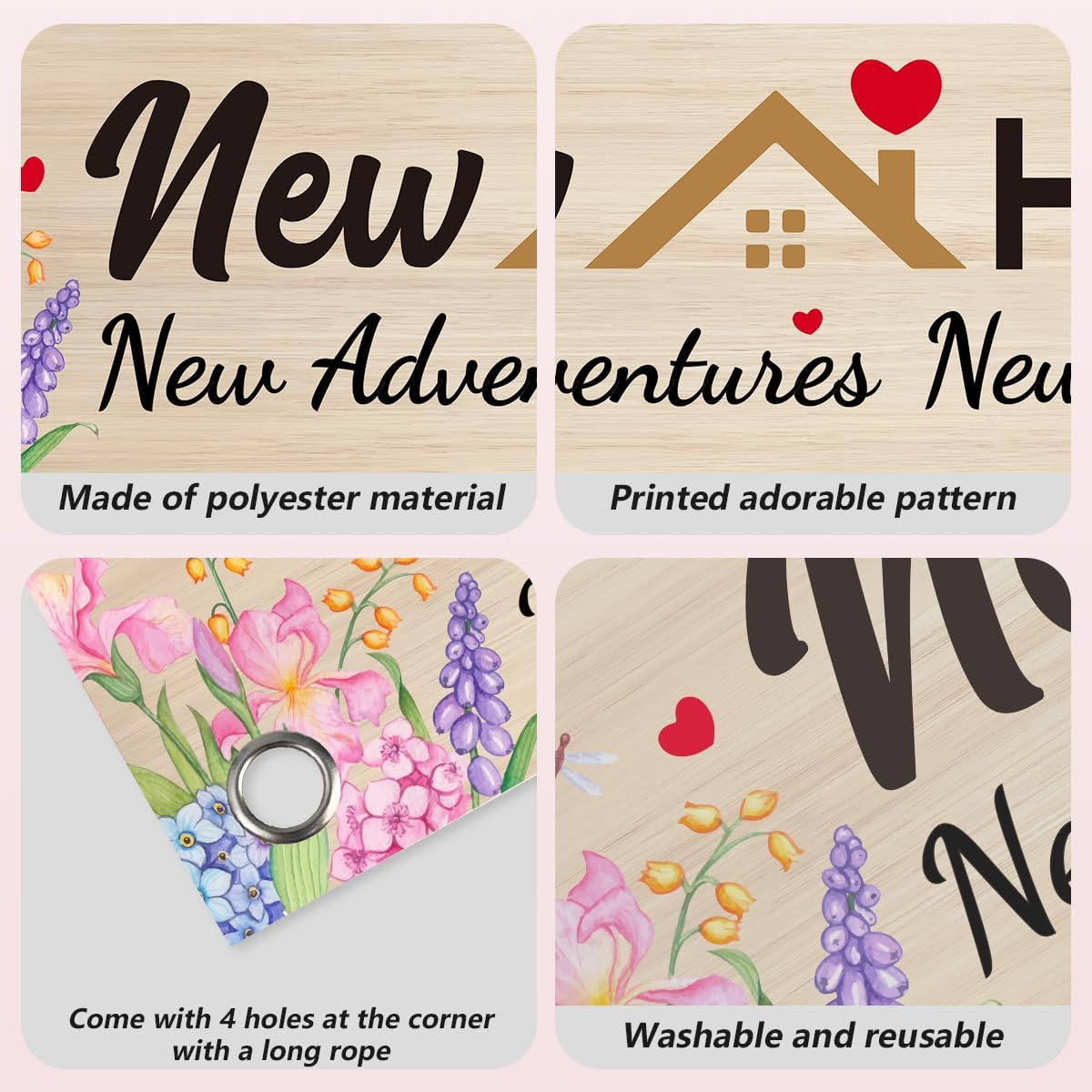 New Home New Adventures New Memories Banner, Housewarming Welcome Home Banner