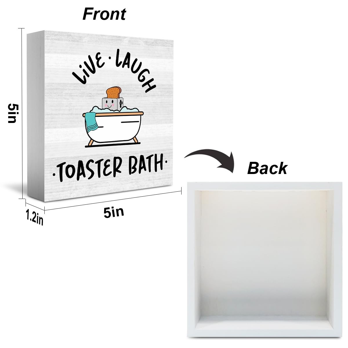 Live Laugh Toaster Bath Sign, Funny Bathroom Decor, 5″L x 5″W, Toaster-02