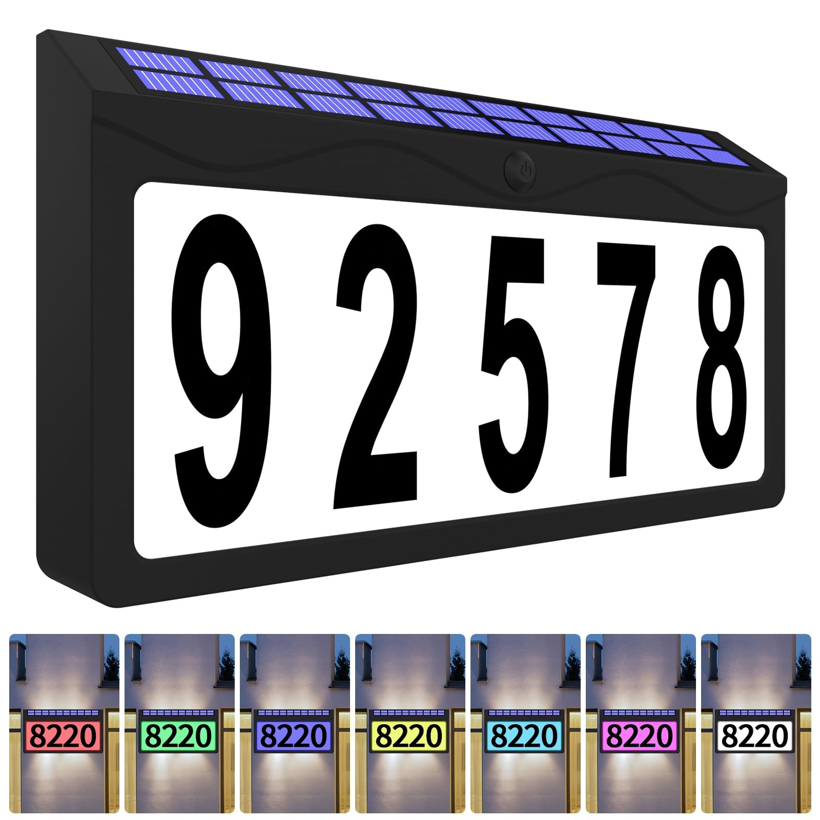 IVWVI Solar Address Sign, Lighted 6.5 IN(wall mounted), Black(RGBW)
