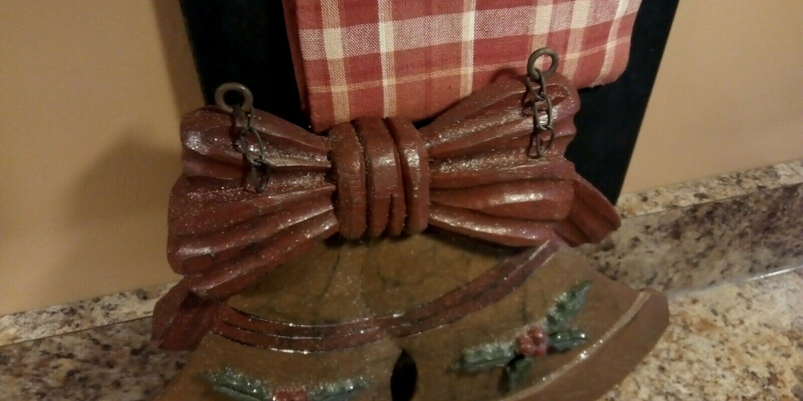 Solid Wood Hanging Christmas Bells 10.75″ tall x 13″ wide x 2″ thick 1lb. 3oz..