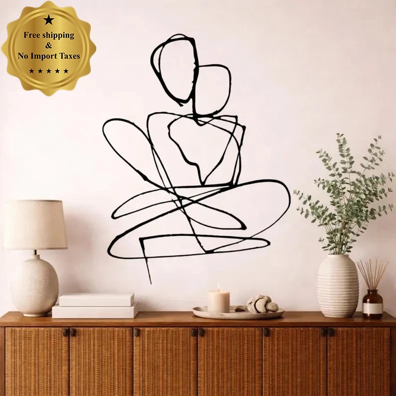 Abstract Couple Metal Line Art Modern Love Couple Wall Decor Wedding Gift Art