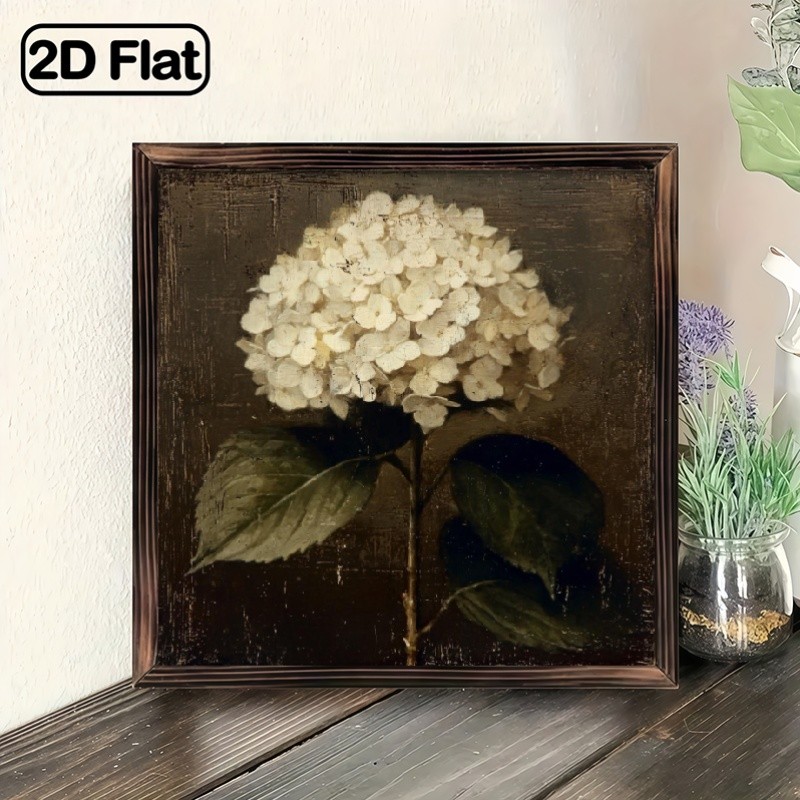 Hydrangea Floral Wooden Sign Farmhouse Cottage Decor for Kitchen Bathroom Gift