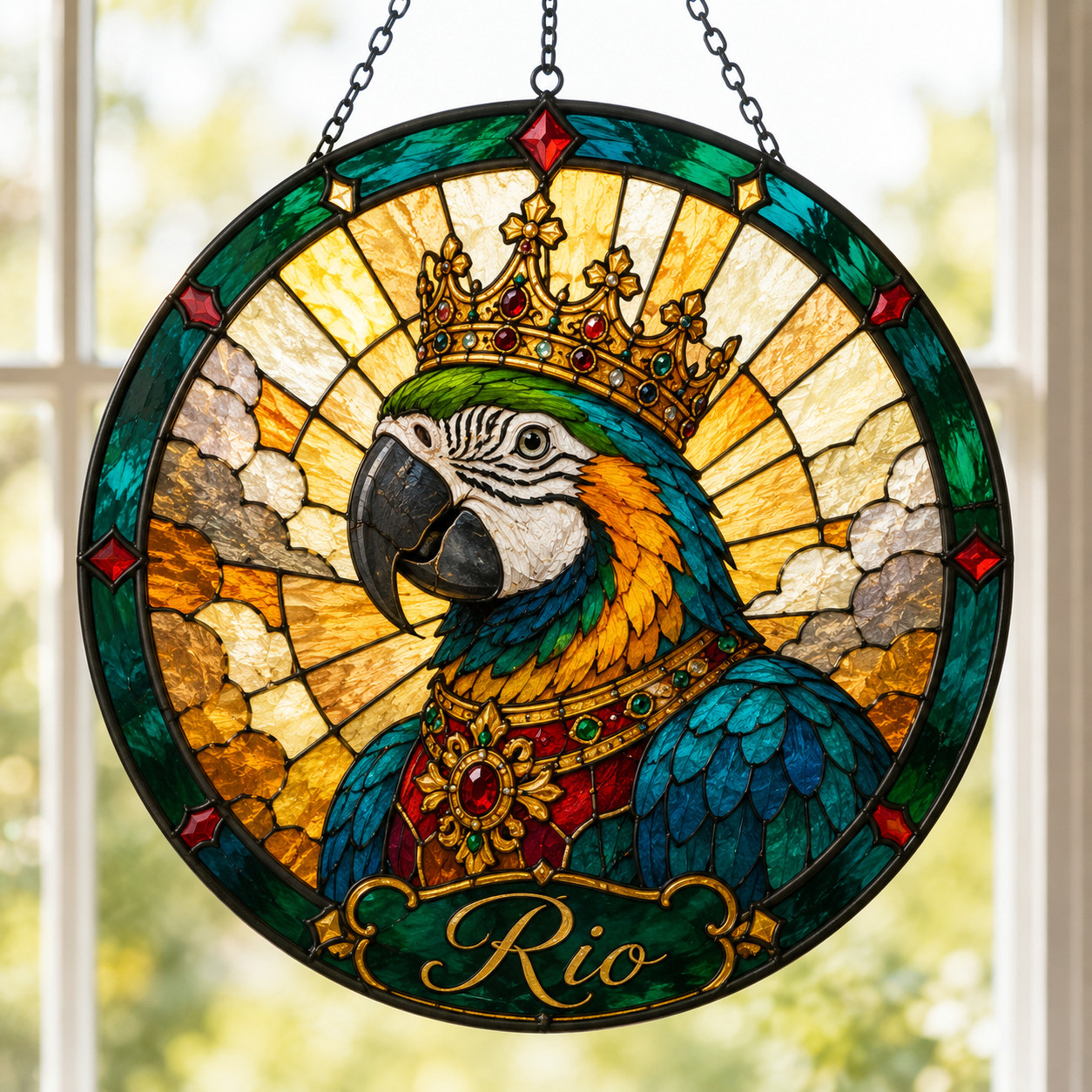 Custom Pet Photo Suncatcher Window Decor, Funny Royal Dog Hanging Stained Glas