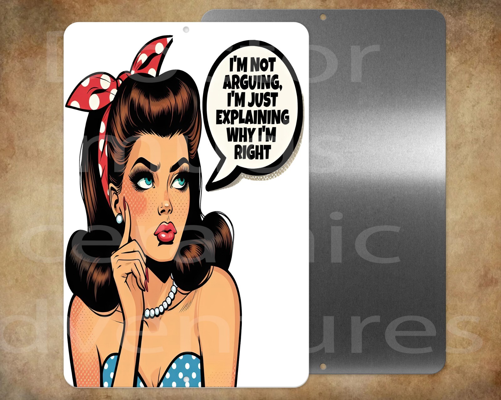 I’m not arguing, I’m just explaining why I’m right. Ladies 8 x 12″ metal sign
