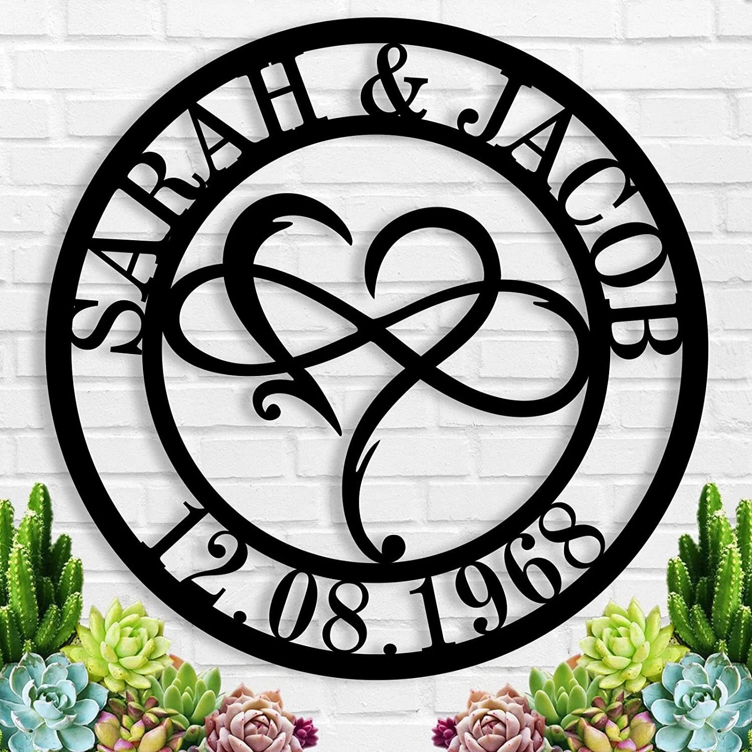Personalized Infinity Metal Sign Custom Name Monogram Wedding Wall Art Decor Gif