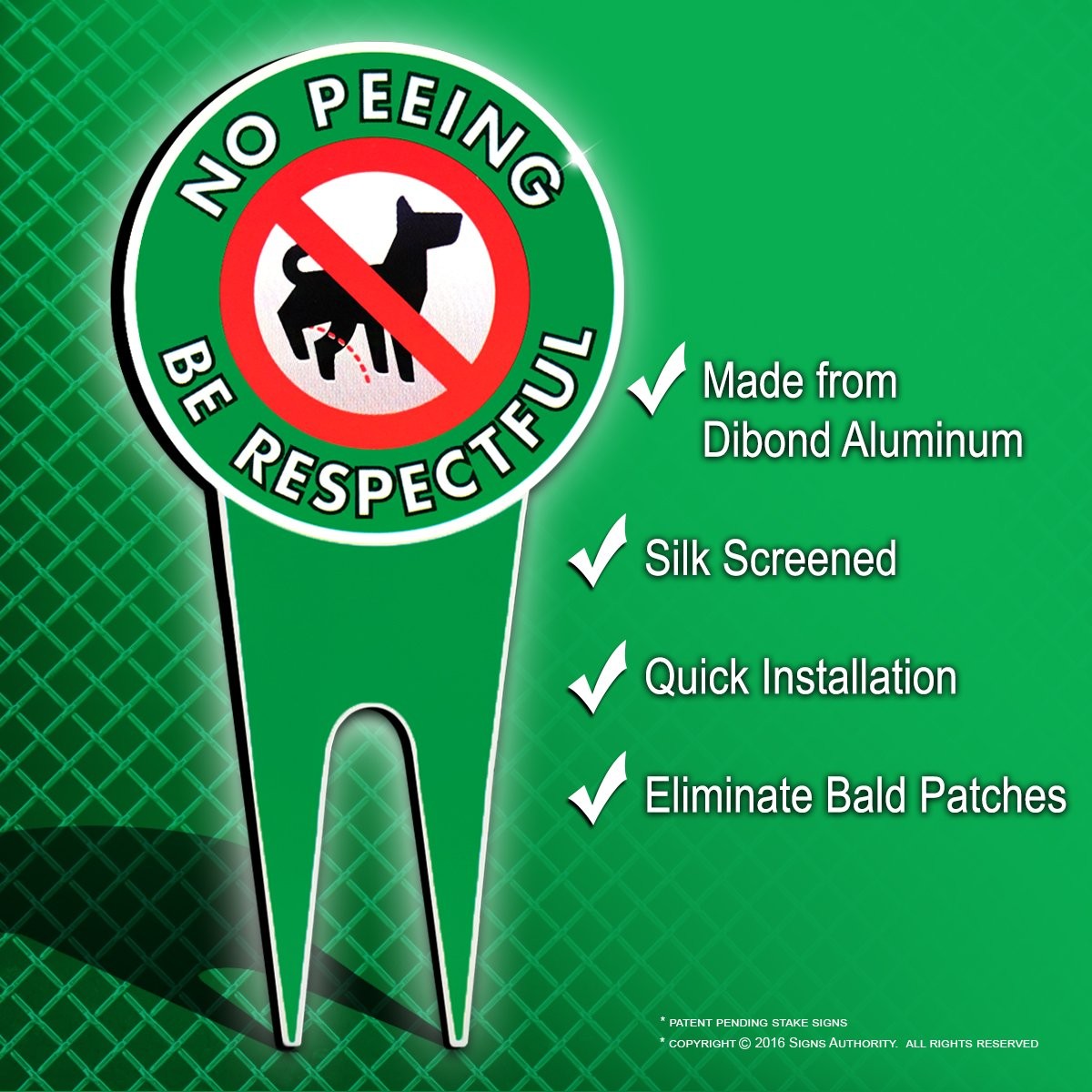 6″x12″ No Peeing Dog Sign | Dog Stake for Yard Pick Up After Your Dog Sign