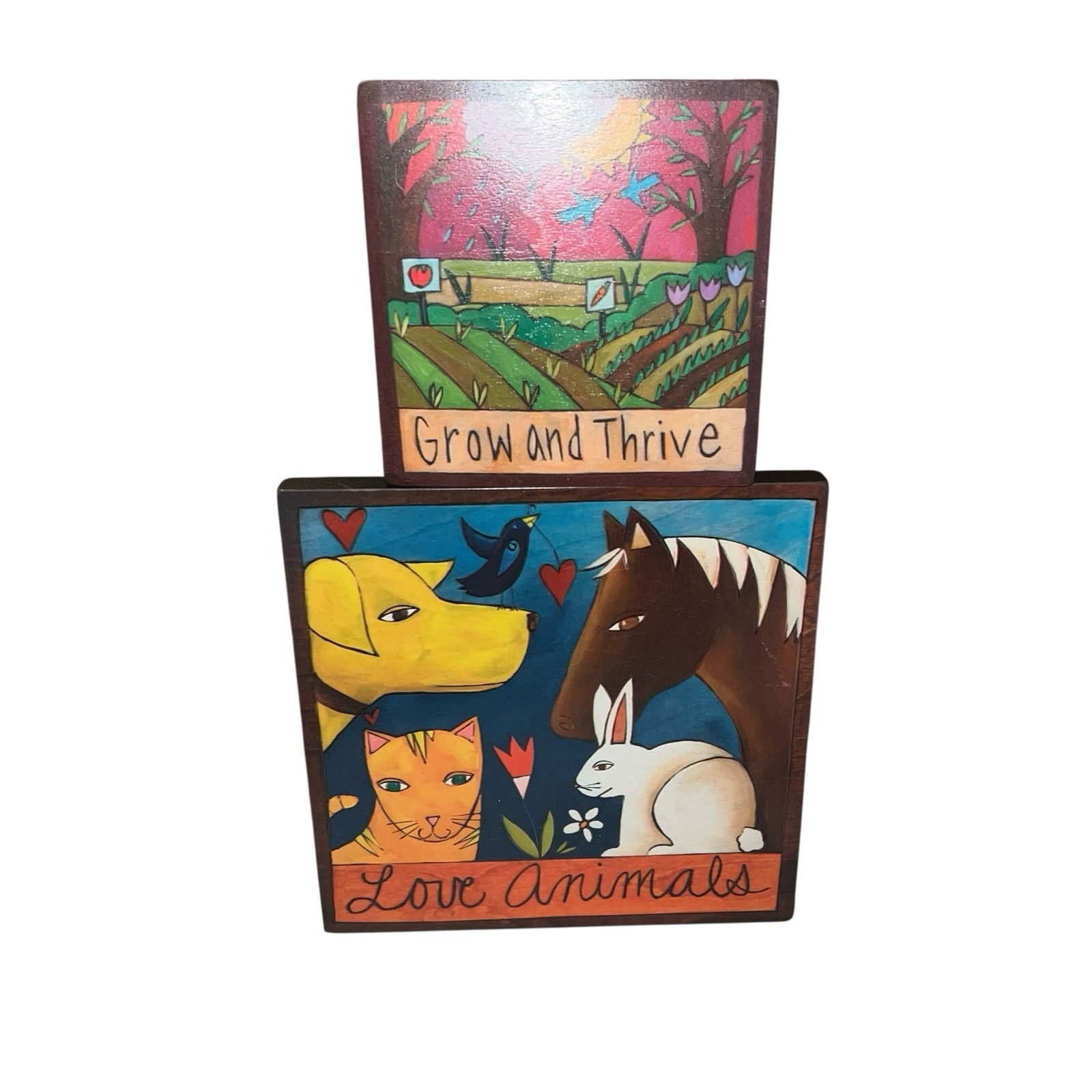 Sincerely, Sticks – “Fur Babies” 9x9in & “It’s Painting Time” Wooden Plaque Lot