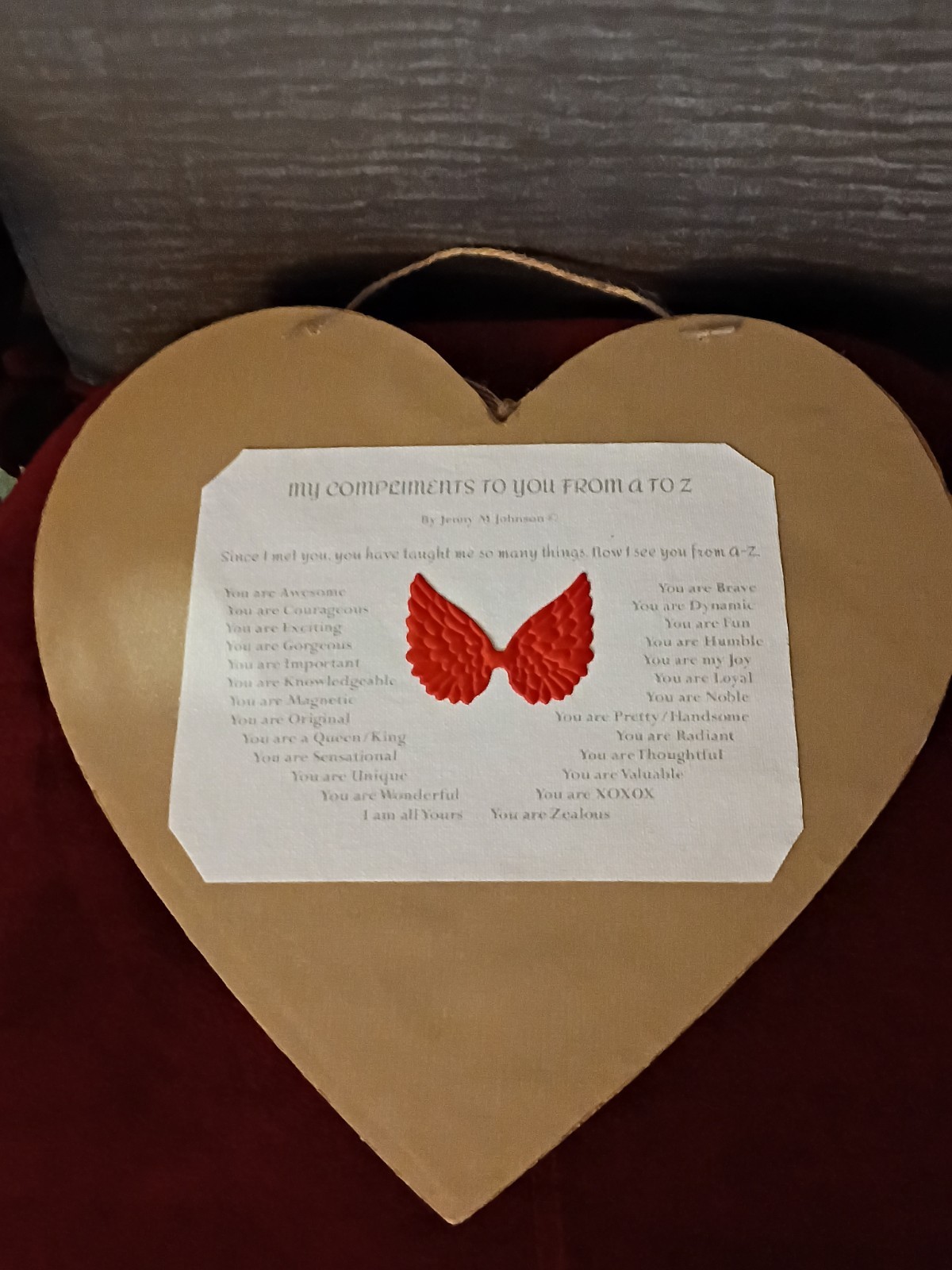Big Heart Wall art Plaque/Sign Embellished Home Decor Poem two 3D Showbox