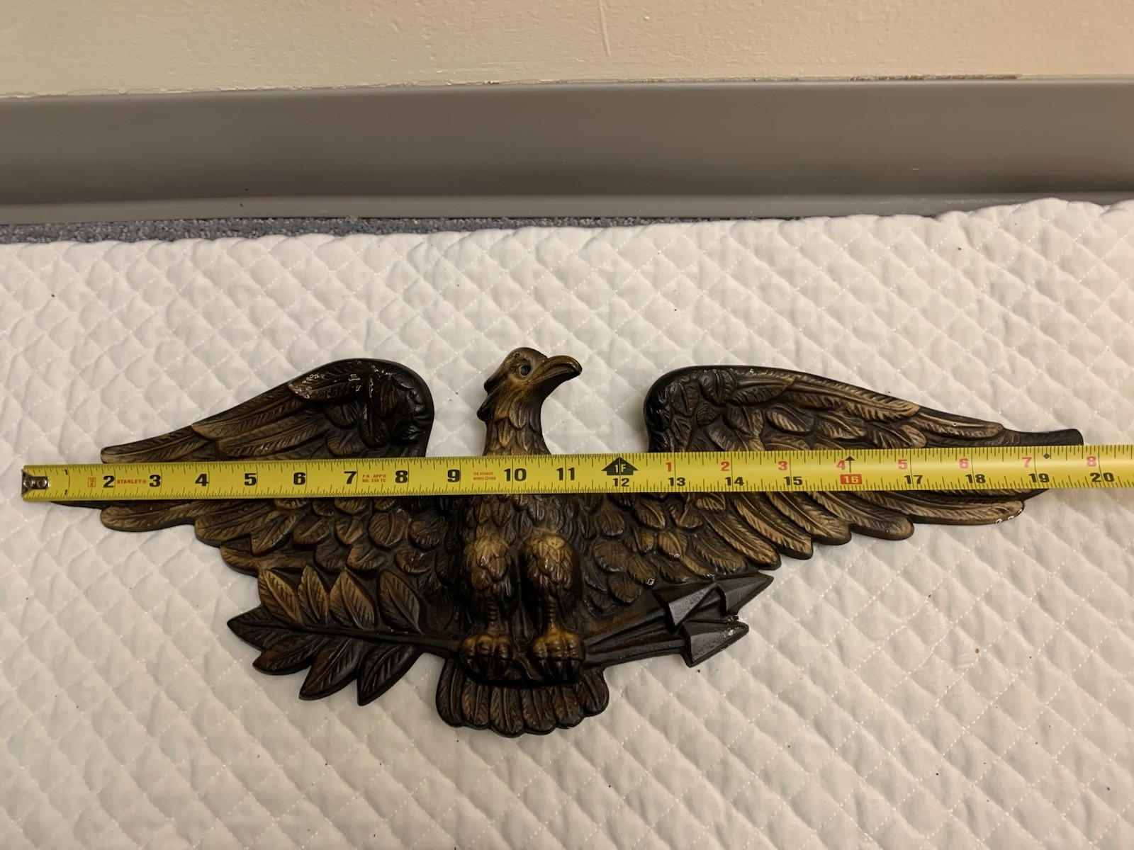 Antique American Eagle Spread Wings Metalic Outdoor Wall Hanging Deco Rare