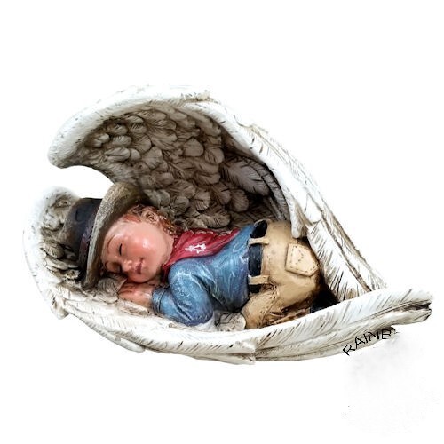 Cowboy Sleeping on Angel Wings 3x5x3 inches New Decor Resin