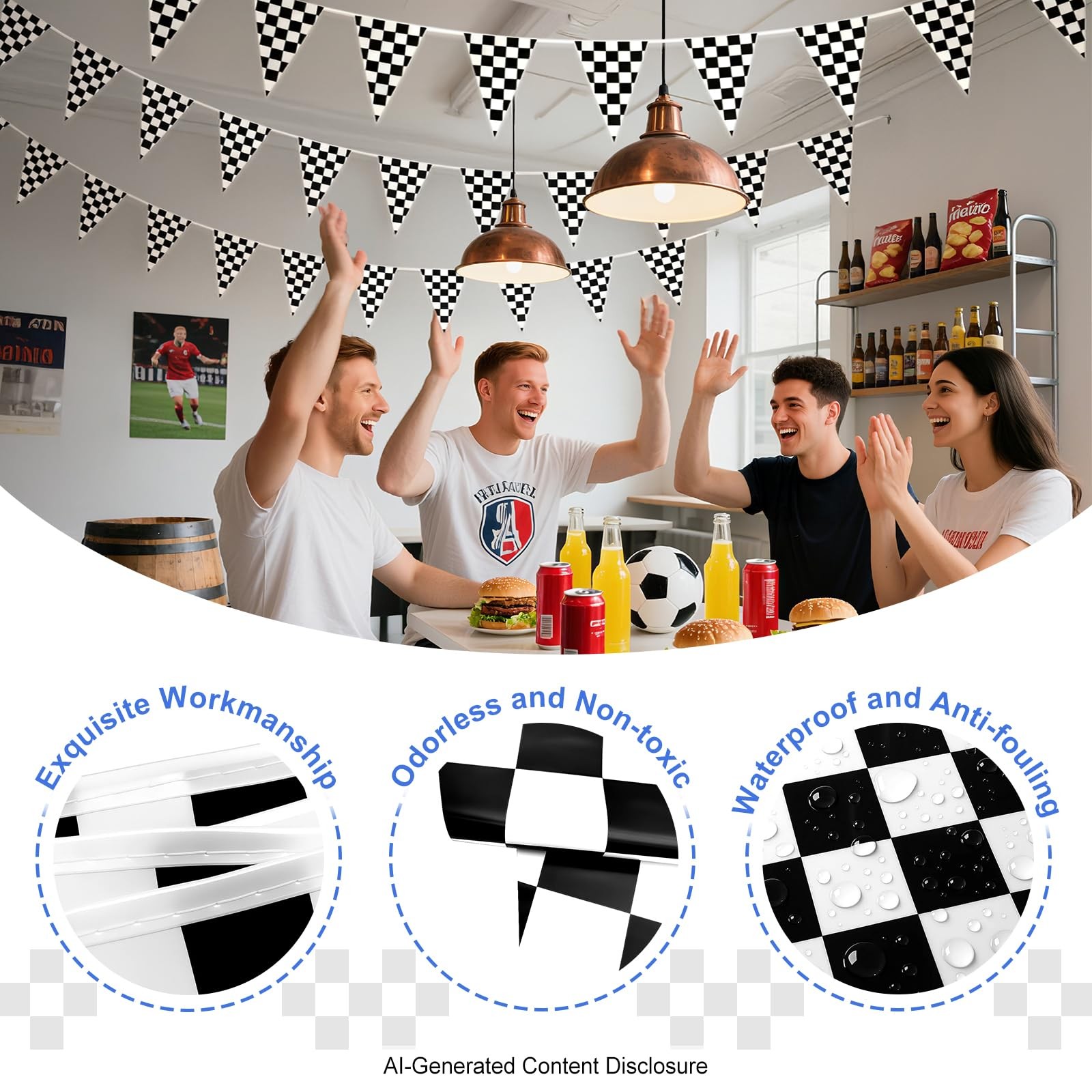 100ft Black and White Checkered Flag Banner Racing Birthday Decorations, for …