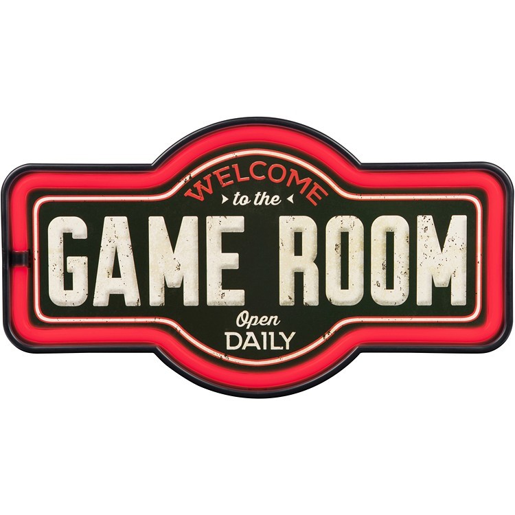 Game Room LED Neon Wall Sign Lighted Bar Man Cave Decor 17″ USB or Battery
