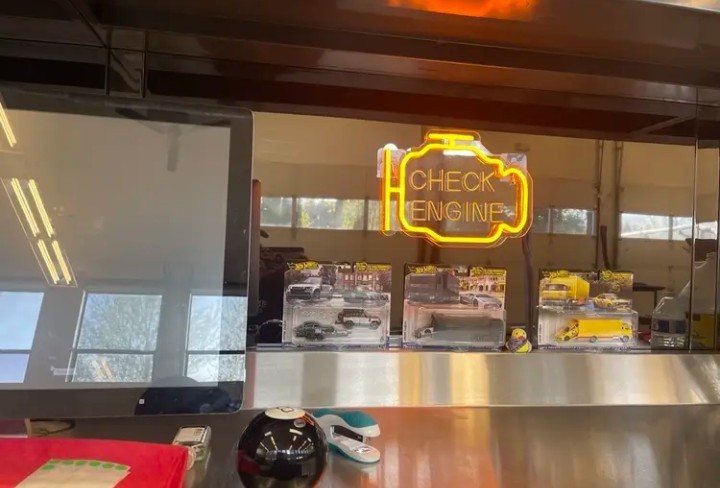 Check Engine Neon Sign LED Wall Light Garage Man Cave Auto Shop Decor Orange