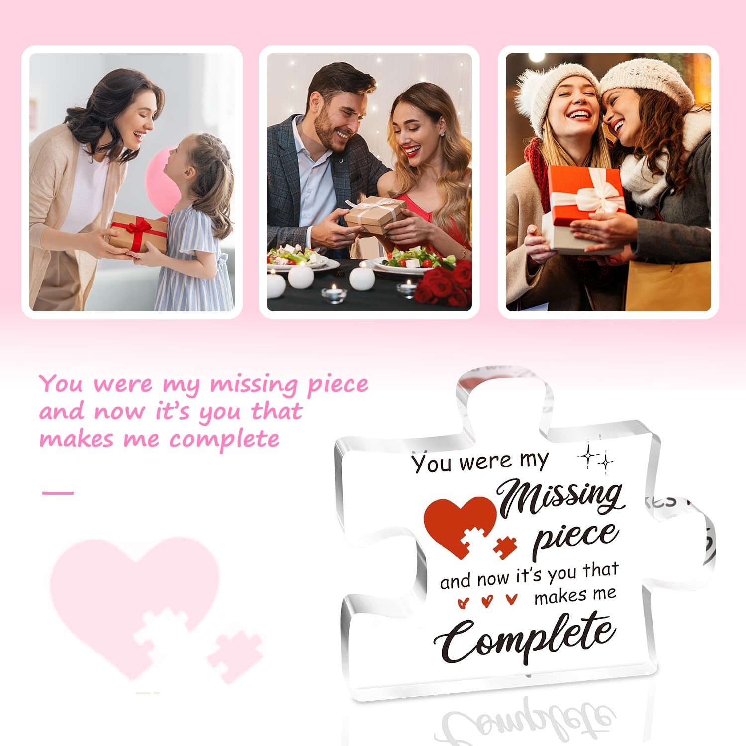 Gifts for Her, Him, Birthday 3.9 x 3.3 x 0.4 inches, Pink